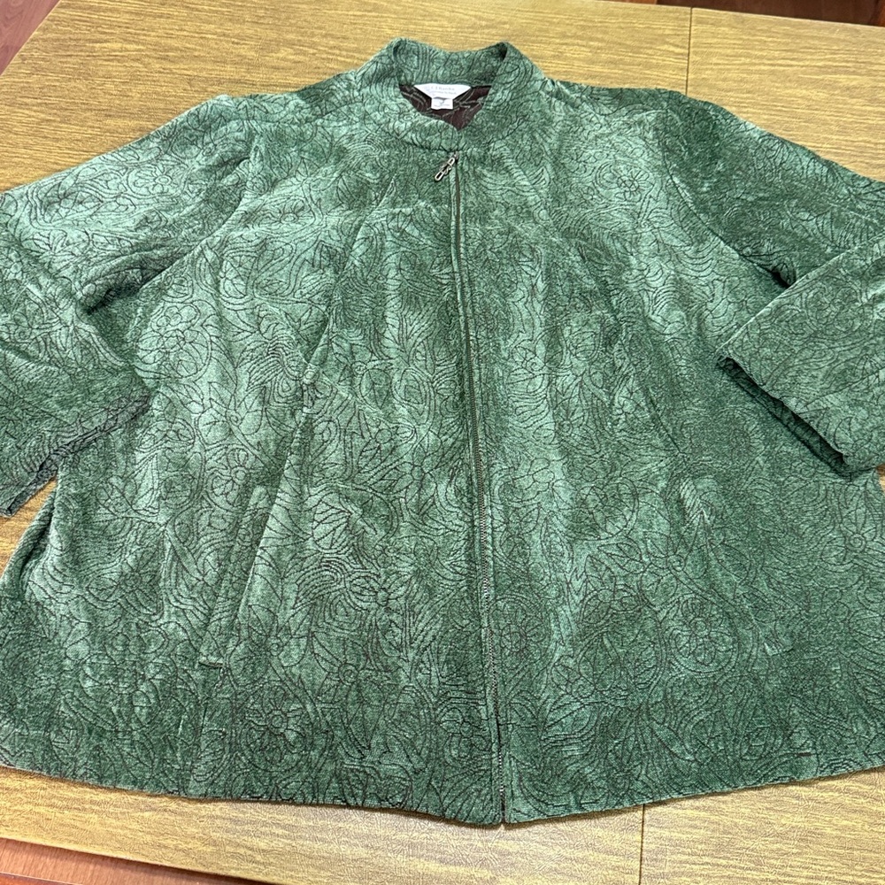 CJ Christopher Banks Olive Green with Brown Stitching Jacket Blazer Size 3X